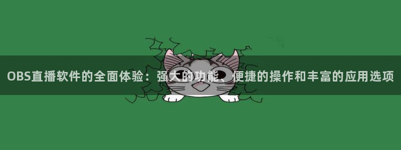 nba直播龙门：OBS直播软件的全面体验：强大的功能、便捷的操作和丰富的应用选项
